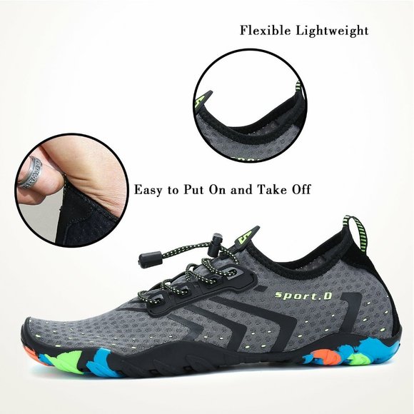 Men\'s Grey Quick Dry Barefoot for Swim Diving Surf Aqua Sport Shoes main image 6